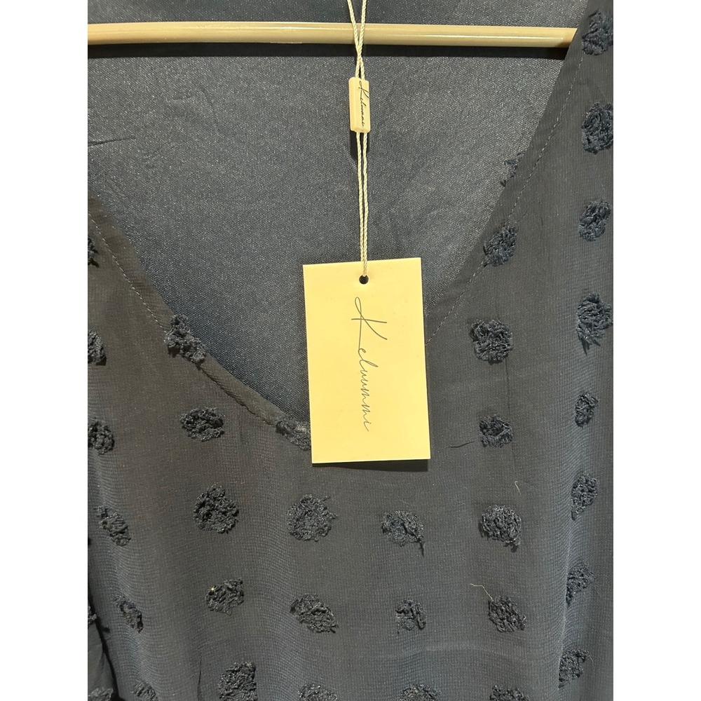 Kelunmai Navy Blue Swiss Dot V-Neck Mini Dress Plus Size 24 Short Flutter Sleeve - Picture 5 of 5